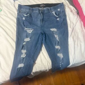 Torrid Light Blue Ripped Skinny Jeans